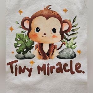 Gerber 6-9mos Baby Monkey Graphic Onesie: "Tiny Miracle"